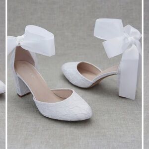 Lace Block Heel with Wrapped Satin Tie